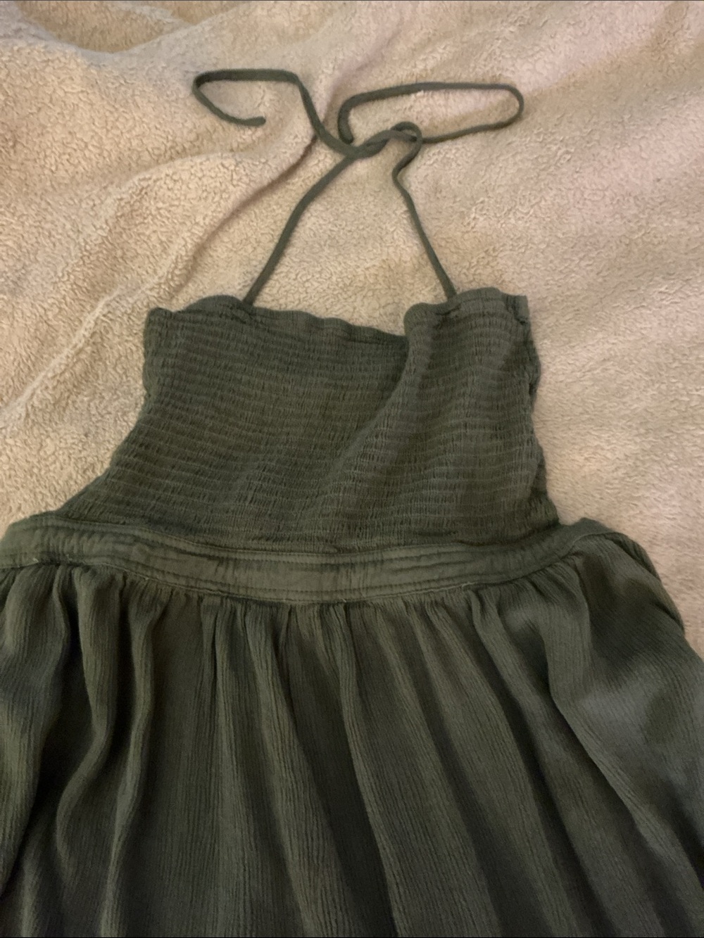 Olive Green Ruffle Maxi Dress - Picture 3 of 7